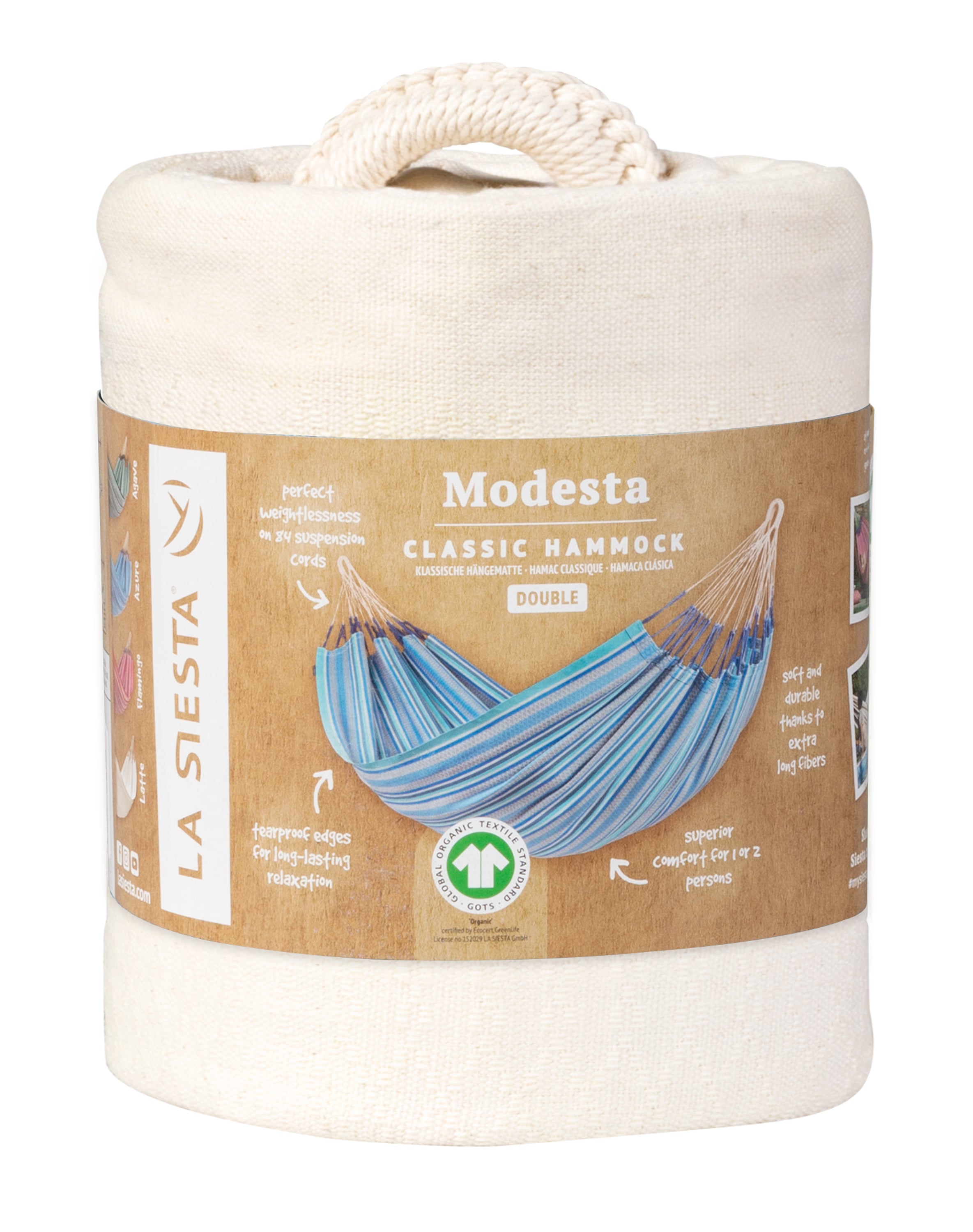 La Siesta Modesta Organic Cotton Double Classic Hammock - Latte