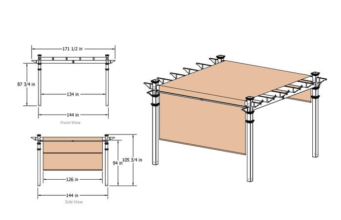 Vita 12'x12' Monterey Canopy Vinyl Pergola