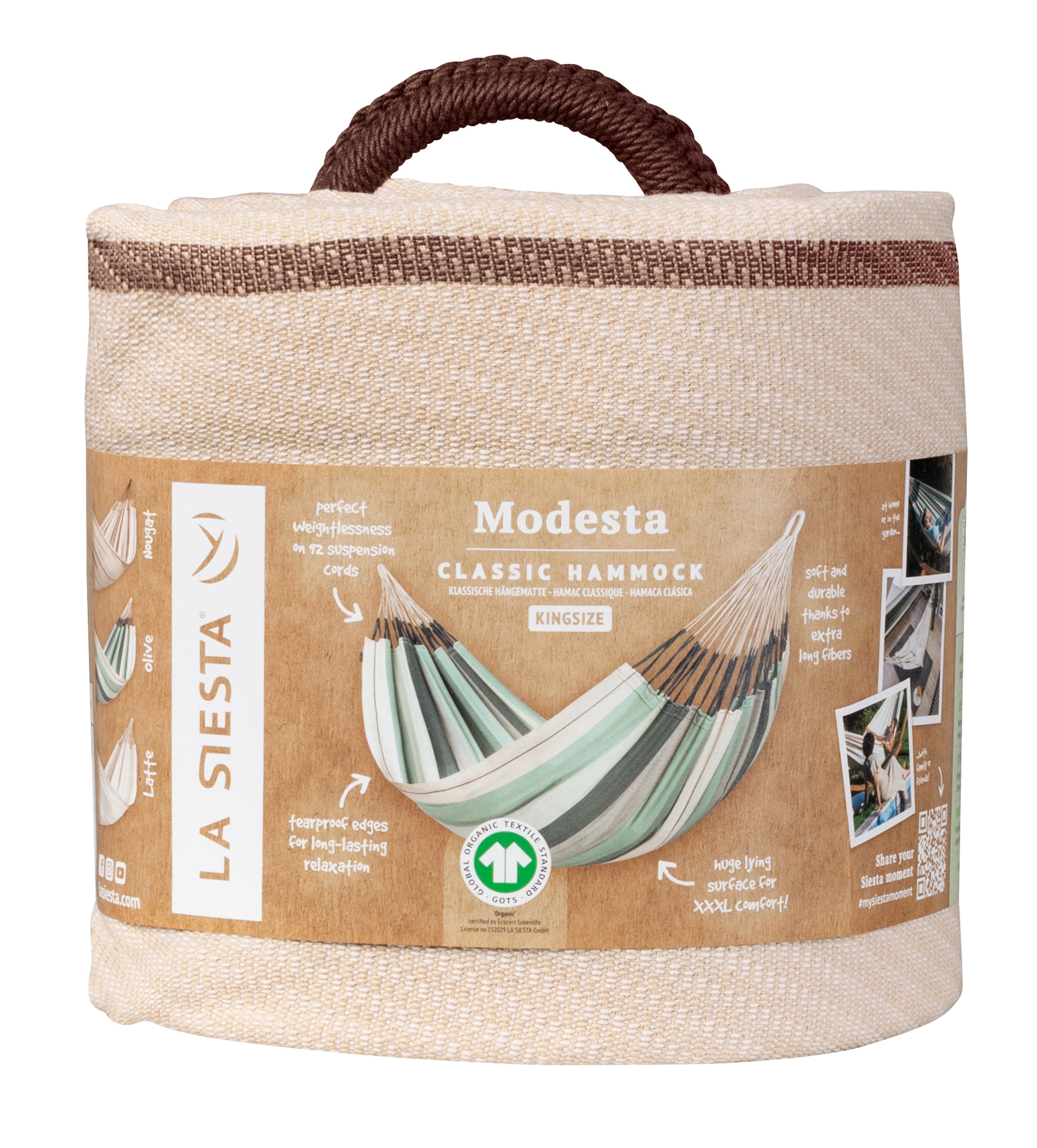 La Siesta Modesta Organic Cotton King-Size Classic Hammock - Nougat