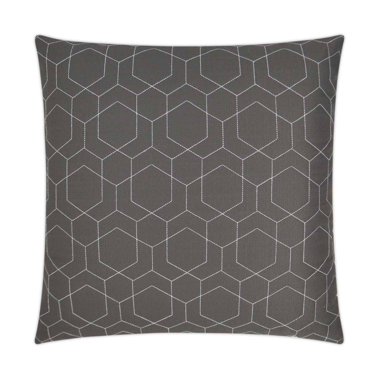 Hex Quilt Gray Outdoor Pillow 22x22