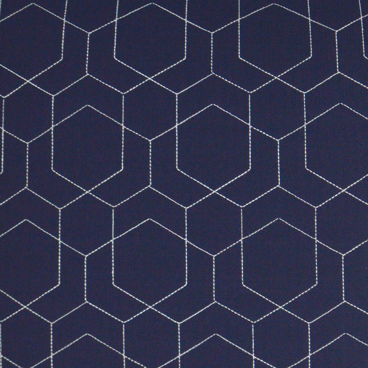 Hex Quilt Navy Outdoor Pillow 22x22