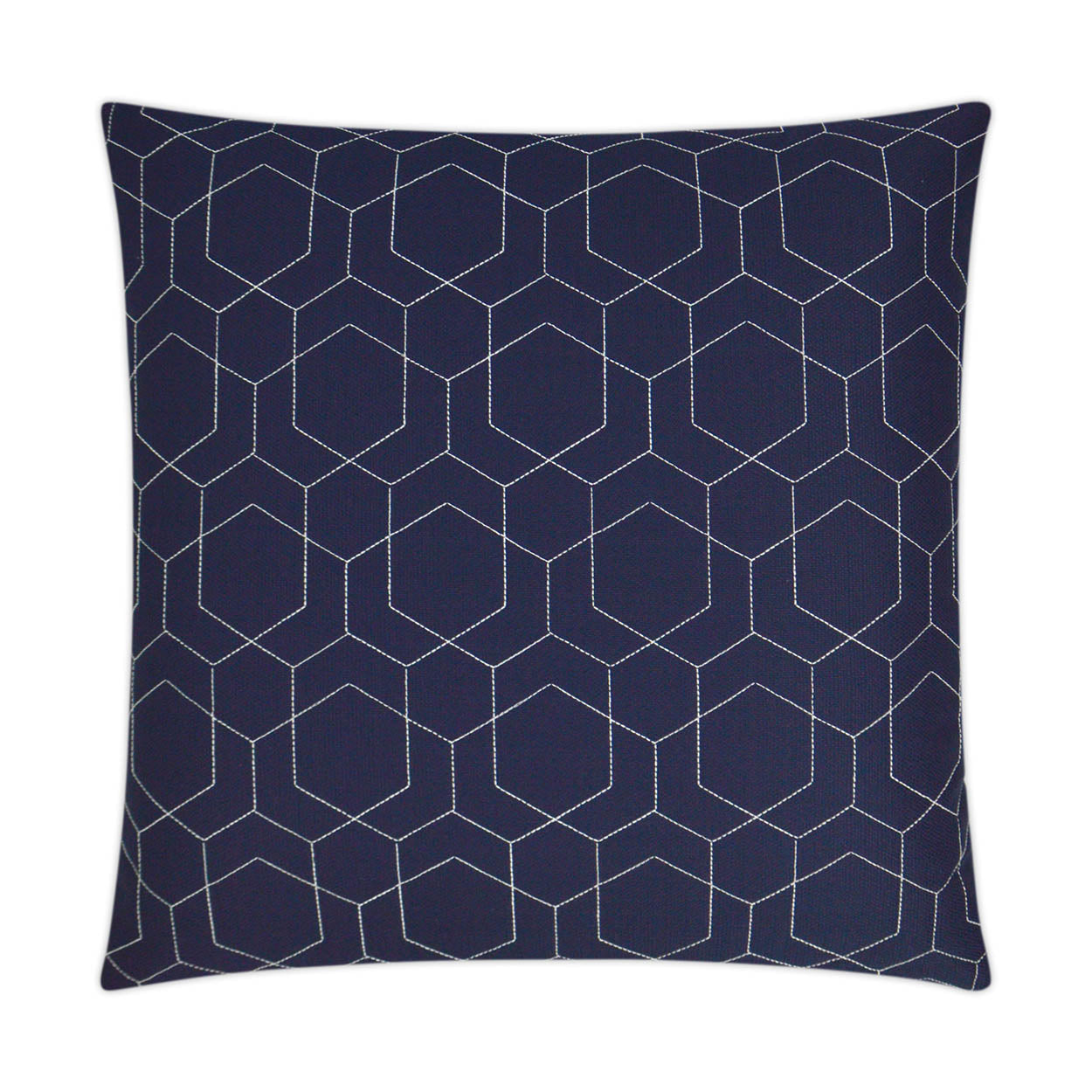 Hex Quilt Navy Outdoor Pillow 22x22