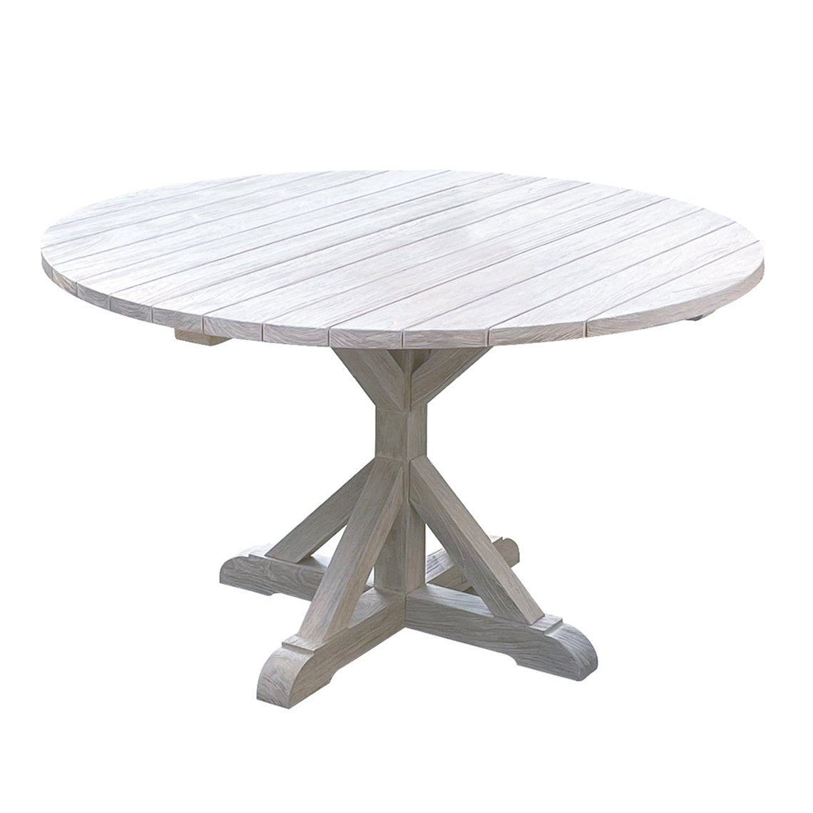 Kingsley Bate Provence Teak 59 Round Dining Table in Antique White