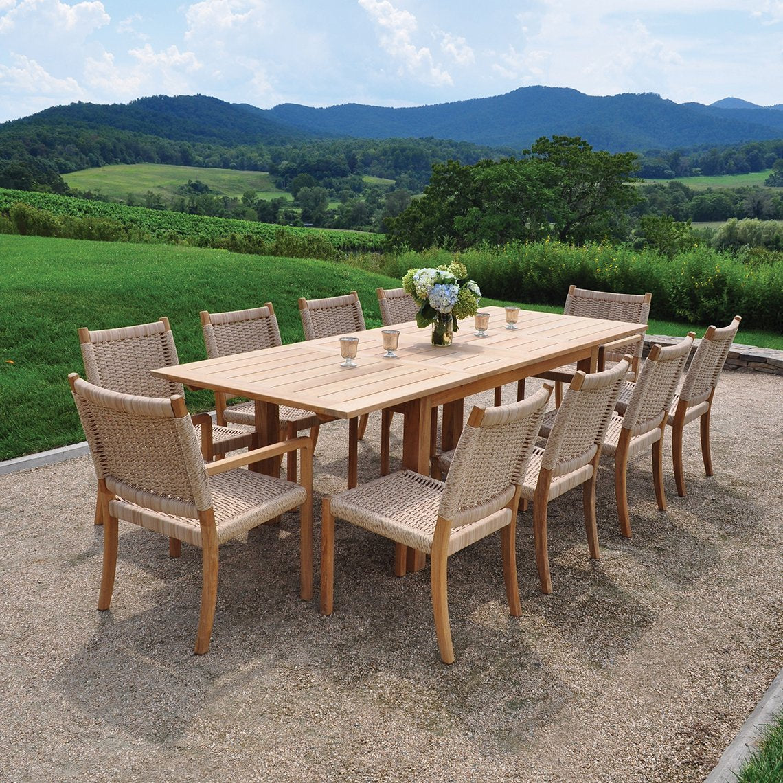 Kingsley Bate Hyannis Teak 102 Rectangular Extension Dining Table Set