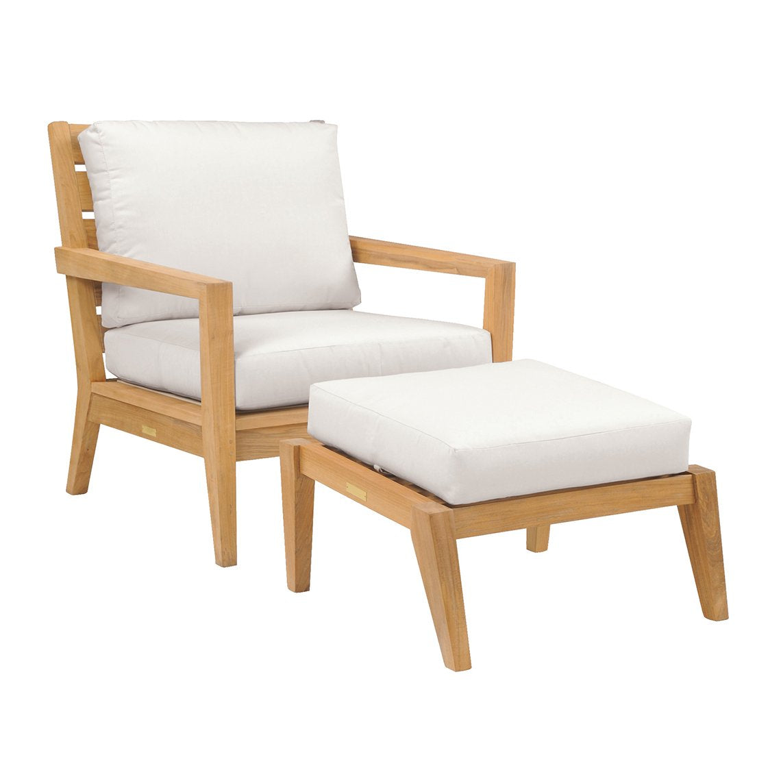 Algarve Teak Deep Seating Ottoman and Lounge Chair