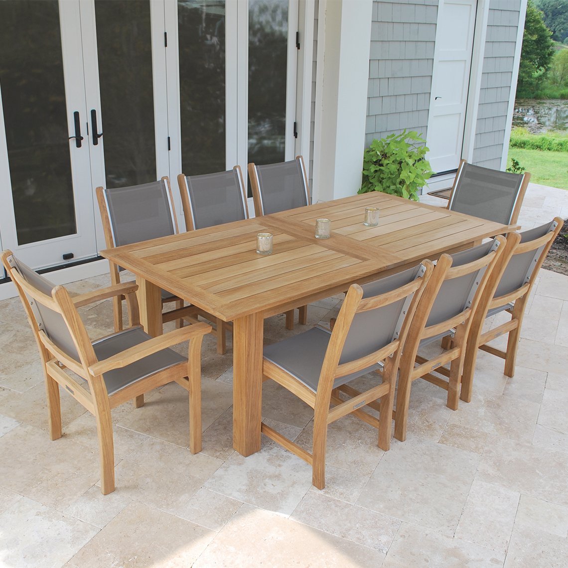 Kingsley Bate Hyannis Teak 118 Rectangular Extension Dining Table Set