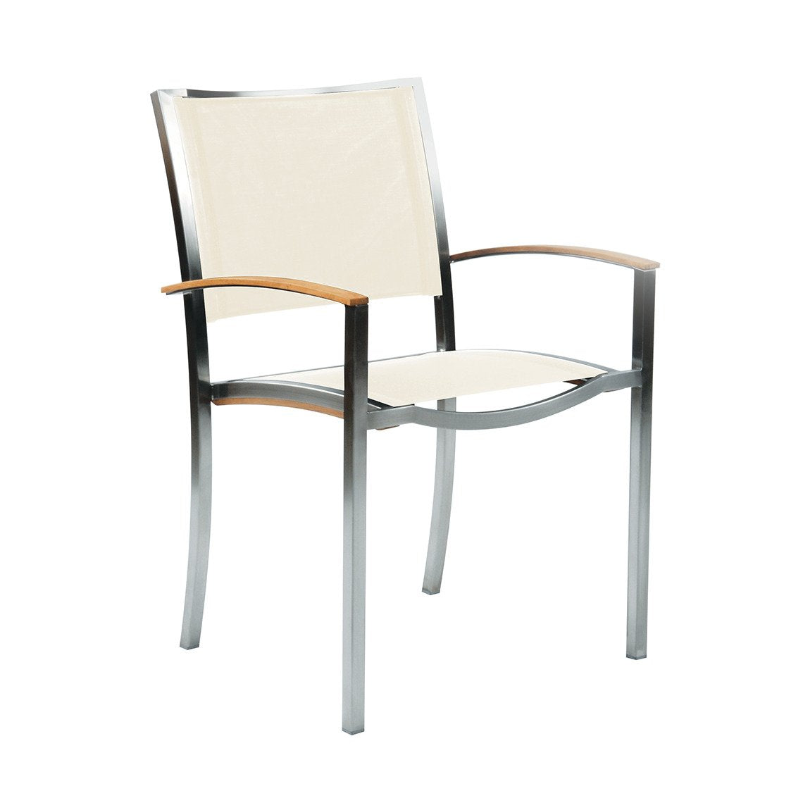 Kingsley Bate Tiburon Stainless Steel and Teak Trim Dining Armchair