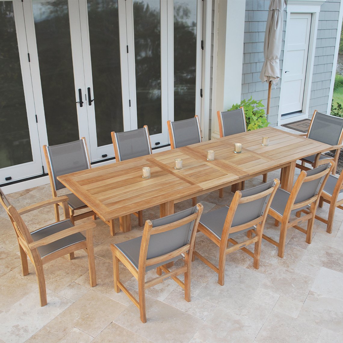 Kingsley Bate Hyannis Teak 118 Rectangular Extension Dining Table Set