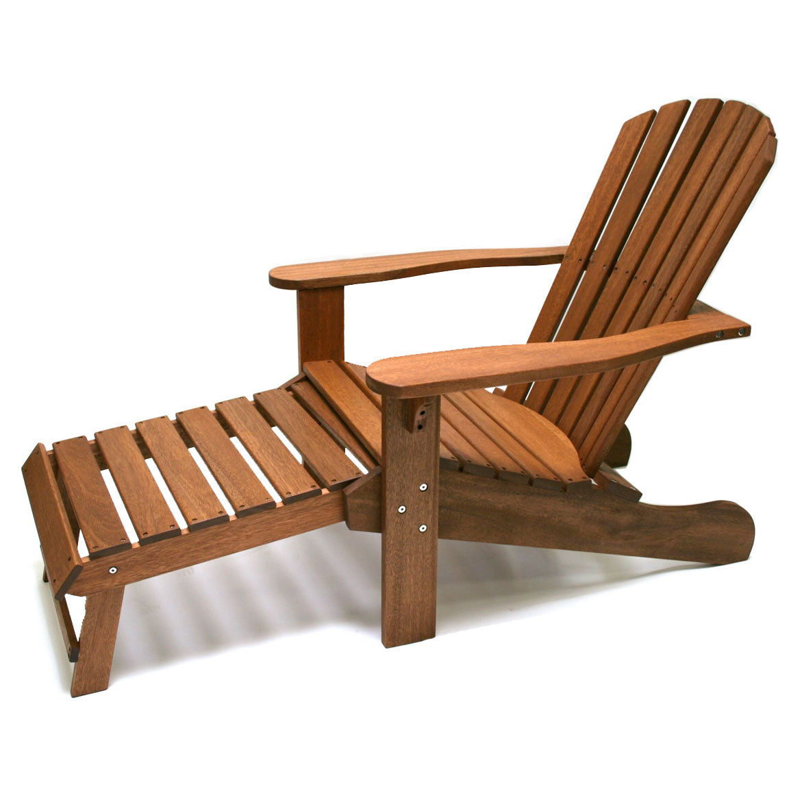 Outdoor Interiors Eucalyptus Adirondack Chair with Built in Ottoman