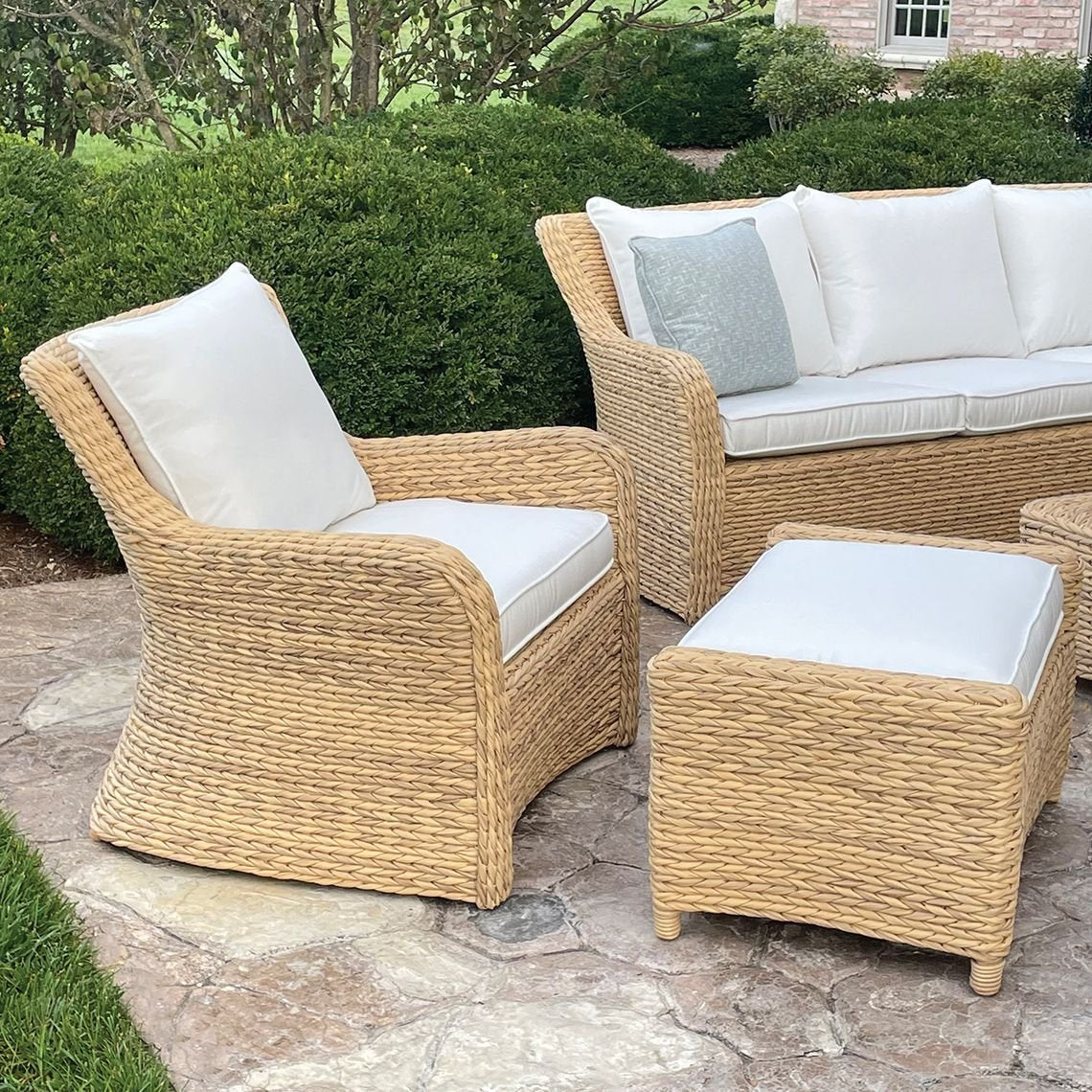 Sag Harbor Deep Seating Lounge Chair and Ottoman in Driftwood - Seagrass