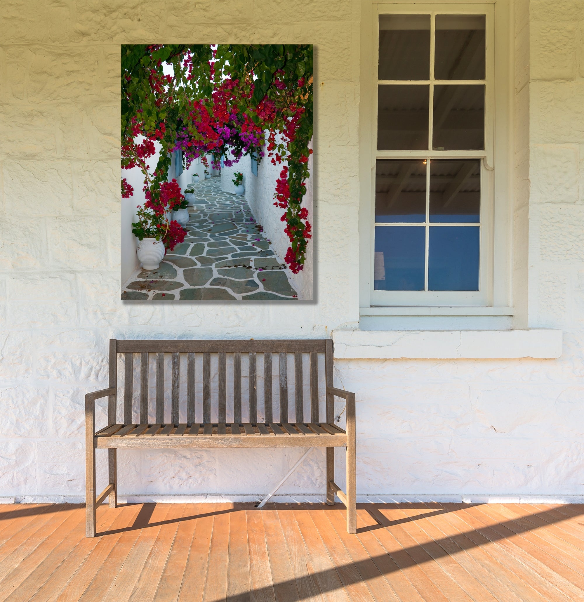 West of the Wind Outdoor Canvas 30”x40” Wall Art - Bougainvillea Path