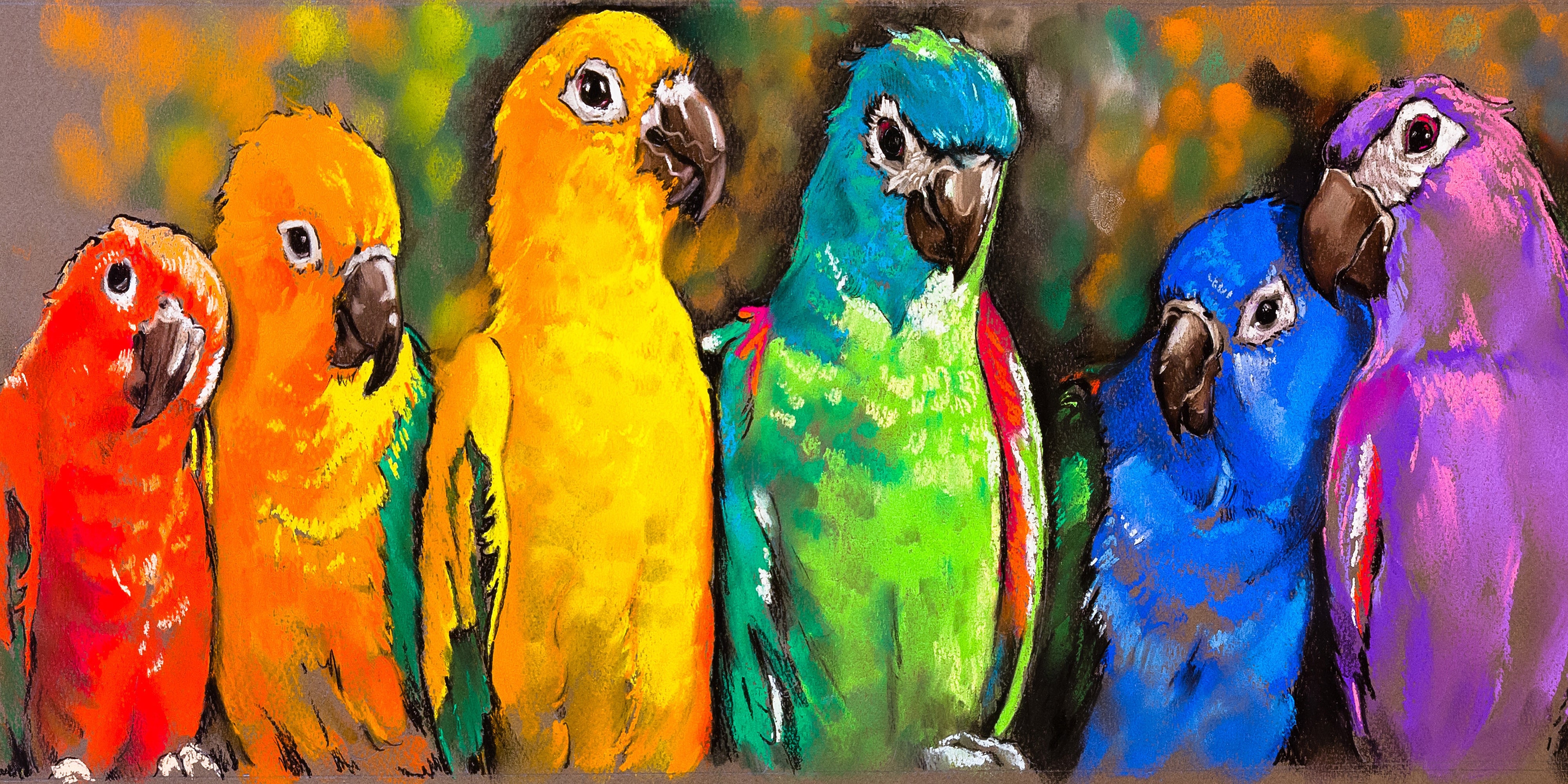 West of the Wind Outdoor Canvas 48”x24” Wall Art - Pretty Parrots