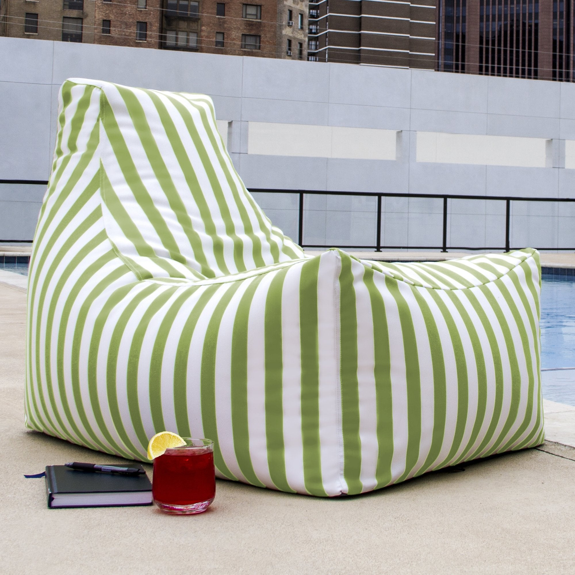 Juniper Outdoor Patio Bean Bag Chair - Lime Stripes