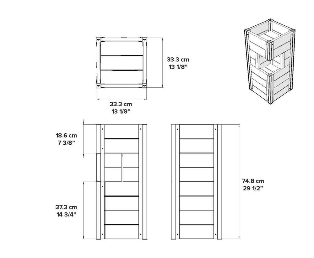 Vita Urbana 13"x13" Espresso Pillar Planter