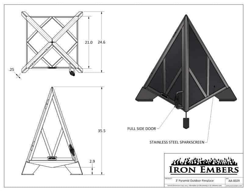 Iron Embers 3 ft Pyramid Outdoor Fireplace