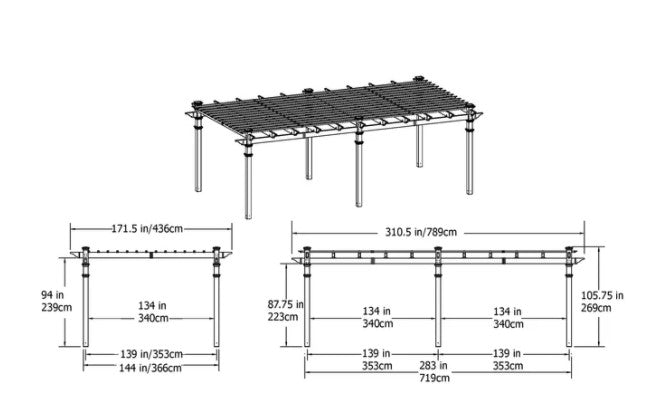 Vita 12'x24' Regency Grande Vinyl Pergola