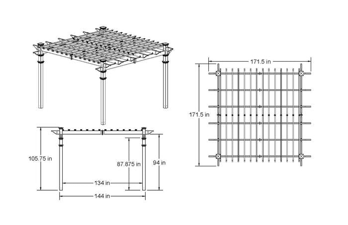 Vita 12'x12' Regency Vinyl Pergola