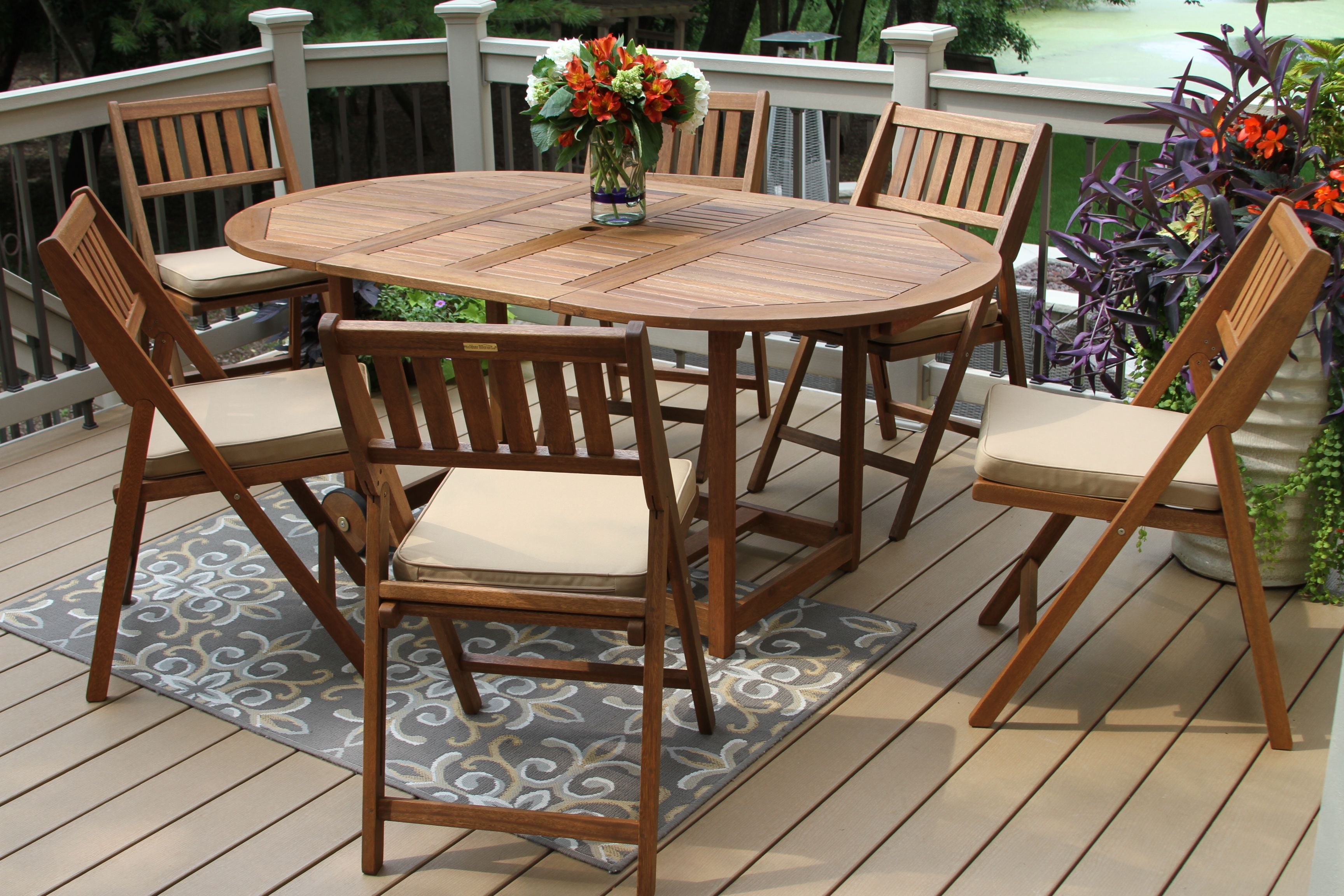 Outdoor Interiors 7 Piece Fold and Store Oval Dining Set