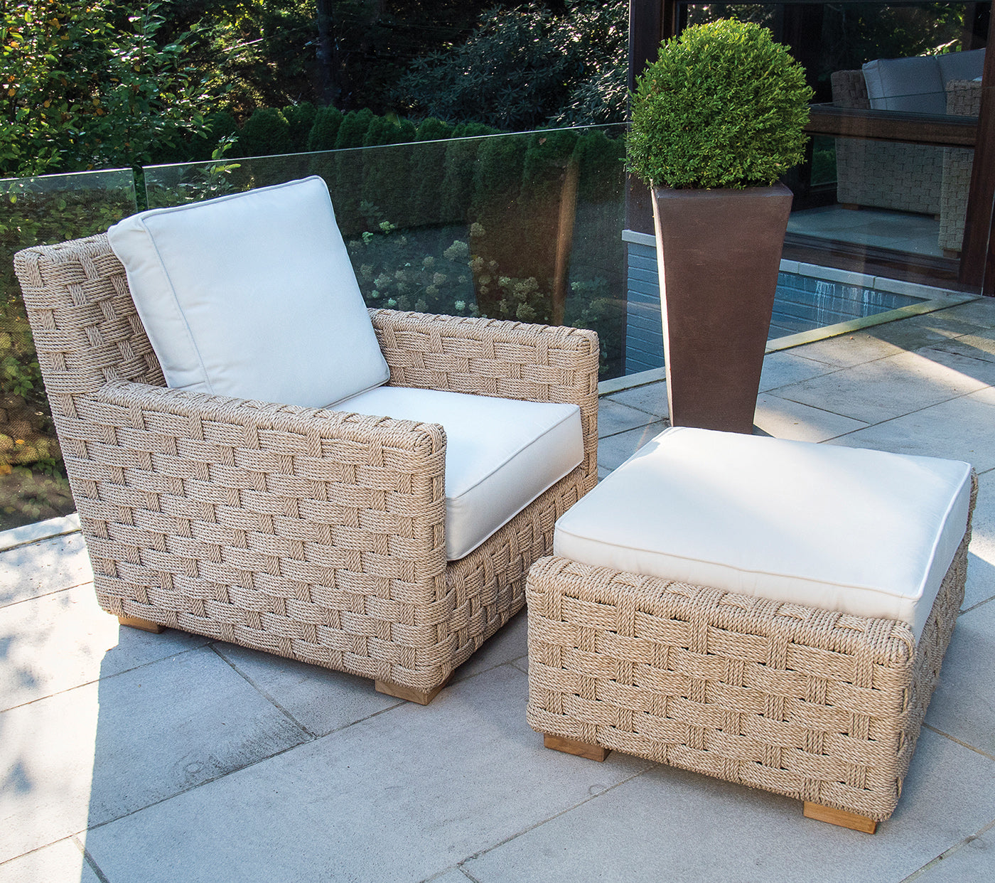 Kingsley Bate St. Barts Wicker Deep Seating Lounge and Ottoman Set