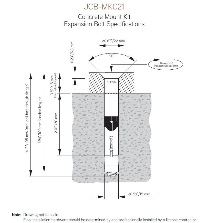 Jardinico MKC21 Concrete Mount Kit Expansion Bolt Specifications