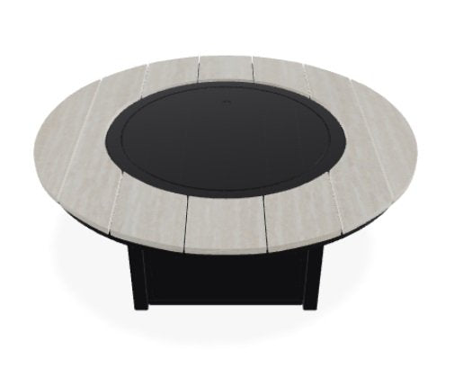 54" Round Rustic Top Fire Table with a Laguna (RL0) top and Black base (8)