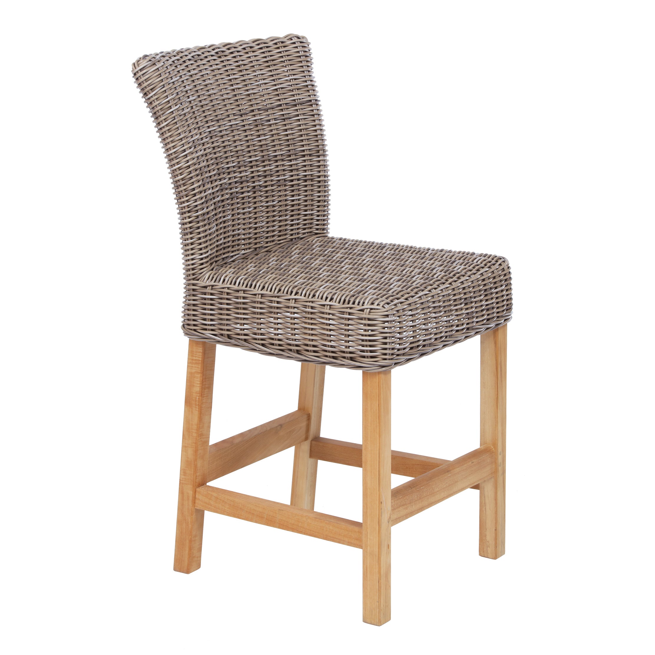 Sag Harbor Armless Wicker and Teak Counter Stool