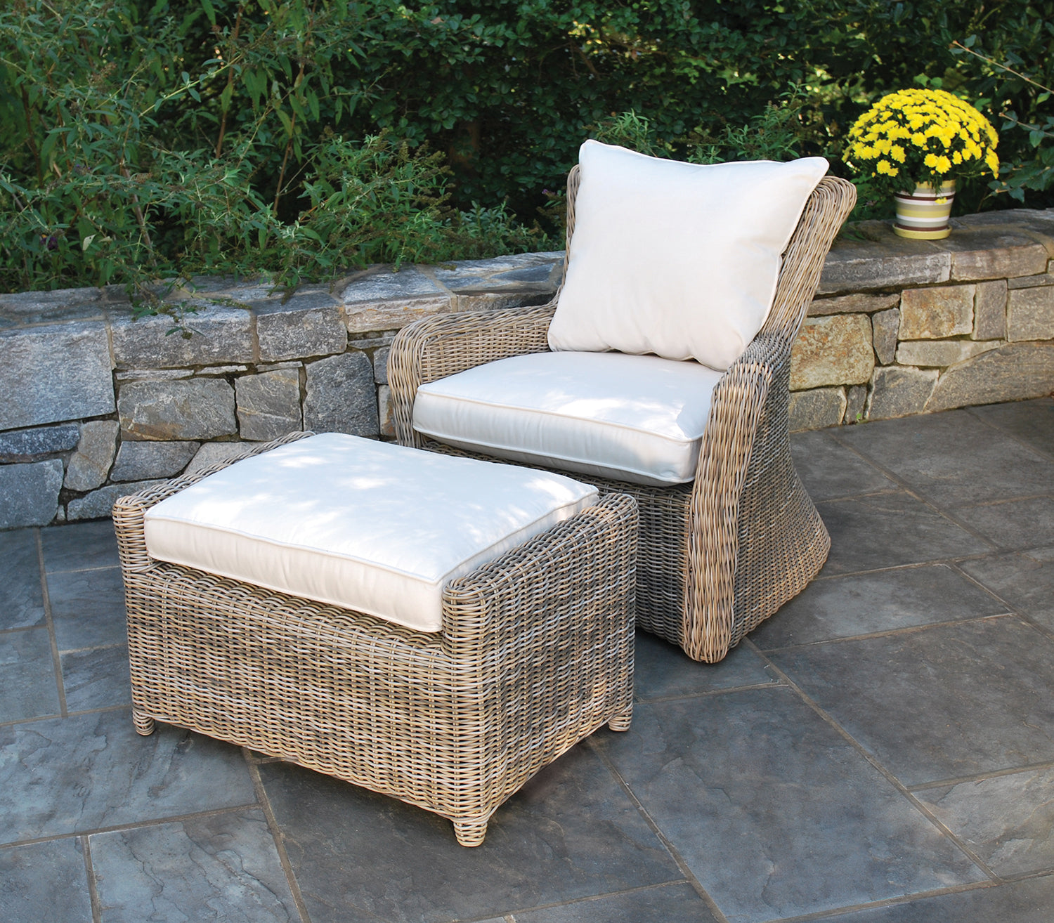 Sag Harbor Woven Deep Seating Lounge Chair and Ottoman Set