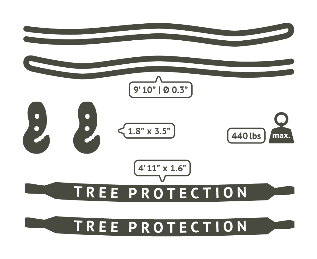 La Siesta TreeMount Black - Tree and Pole Suspension Set for Hammocks