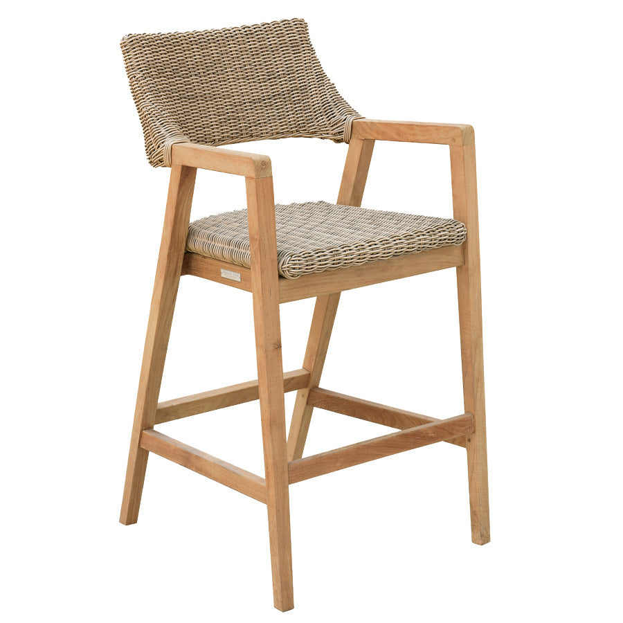 Kingsley Bate Spencer Teak and Wicker Bar Chair