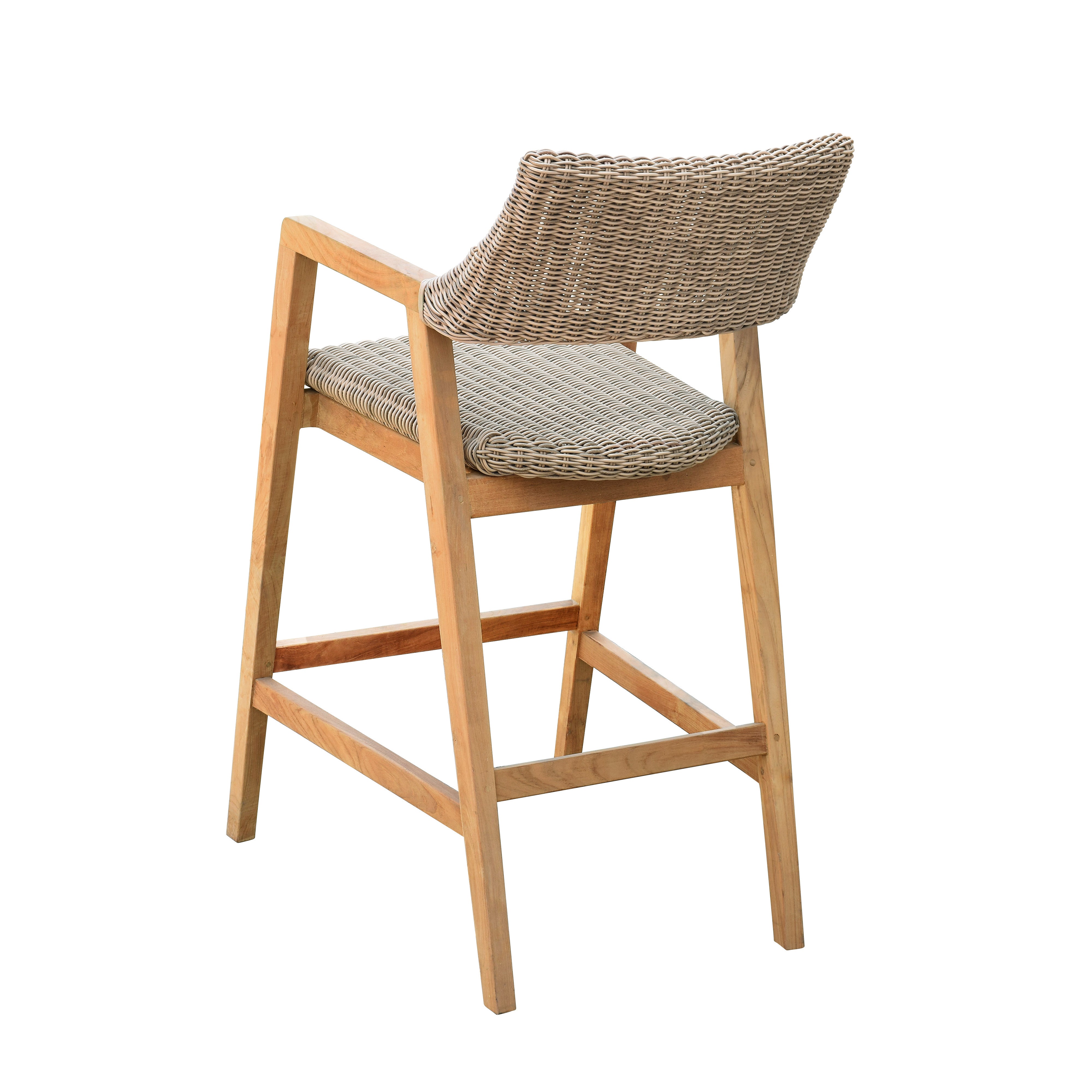 Kingsley Bate Spencer Teak and Wicker Bar Chair