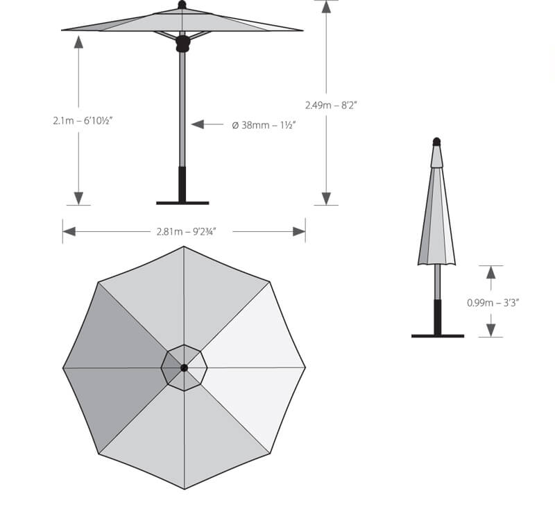 Barlow Tyrie Napoli 9' Round Tilting Umbrella