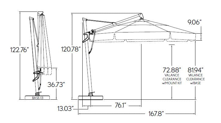 Treasure Garden 13' Starlux AKZ Plus Cantilever Patio Umbrella