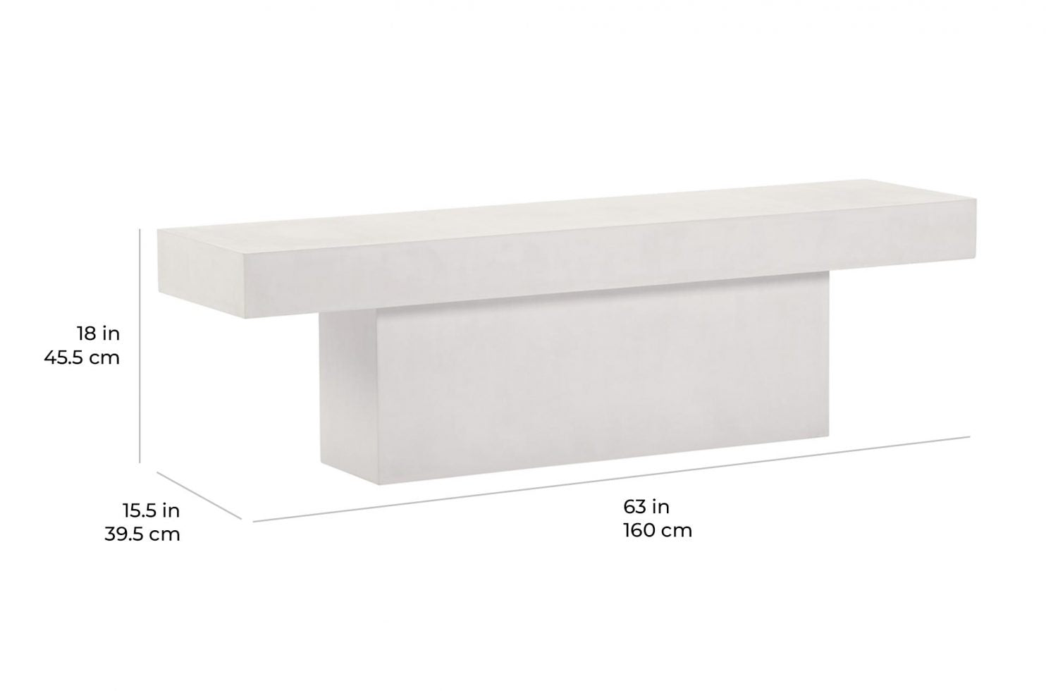 Seasonal Living Perpetual Concrete T-Bench – Ivory White