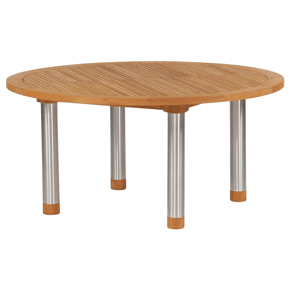 Barlow Tyrie Equinox Stainless Steel and Teak 71" Round Dining Table