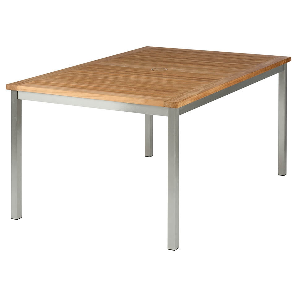 Barlow Tyrie Equinox Stainless Steel and Teak Rectangular Extending Dining Table