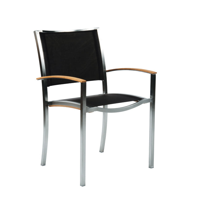 Kingsley Bate Tiburon Stainless Steel and Teak Trim Dining Armchair