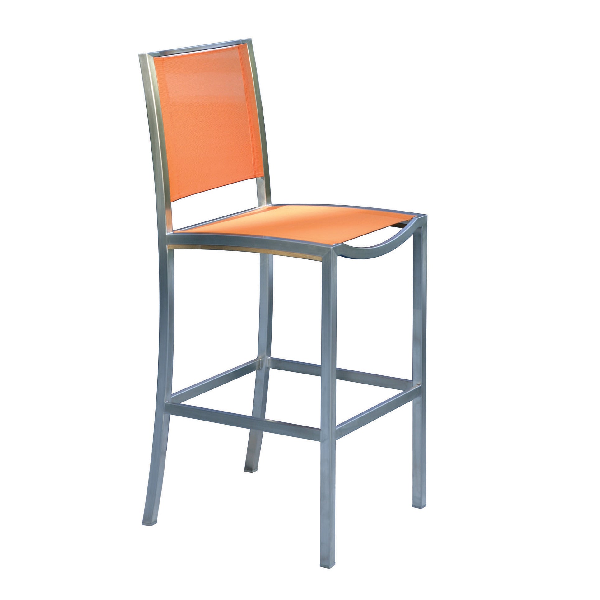 Kingsley Bate Tiburon Stainless Steel and Teak Trim Armless Bar Chair