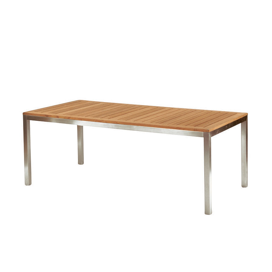 Kingsley Bate Tiburon Stainless Steel and Teak Trim 76 Rectangular Dining Table