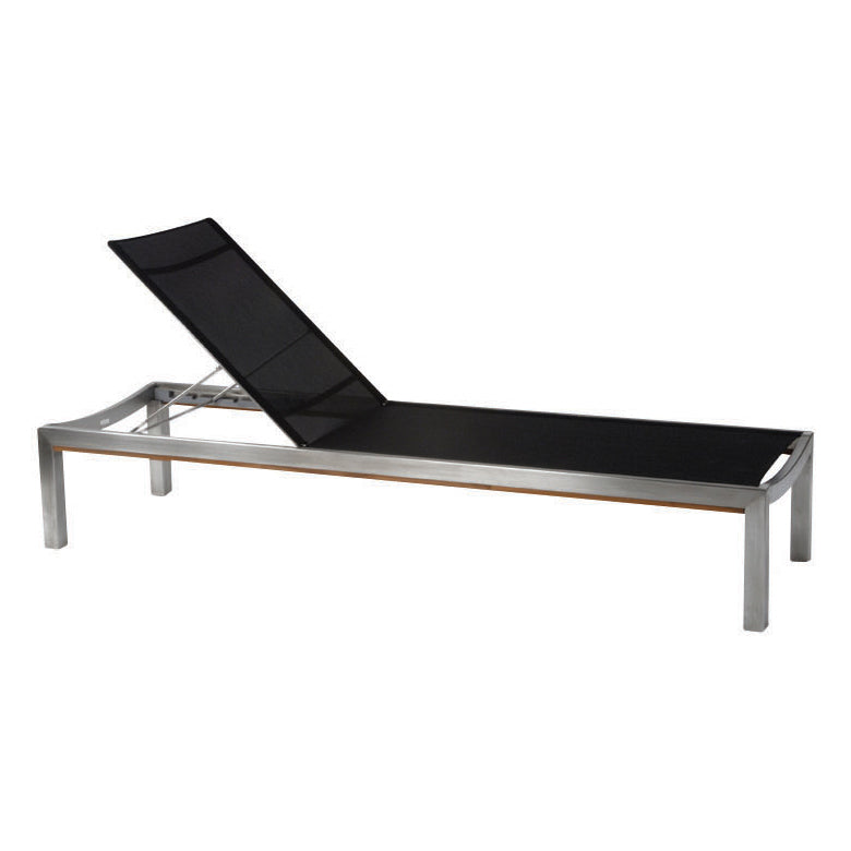 Kingsley Bate Tiburon Stainless Steel and Teak Trim Adjustable Chaise Lounge w/Wheels