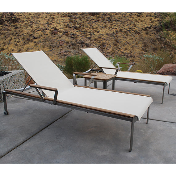 Kingsley Bate Tivoli 3 Piece Stainless Steel and Teak Chaise Lounge Ensemble