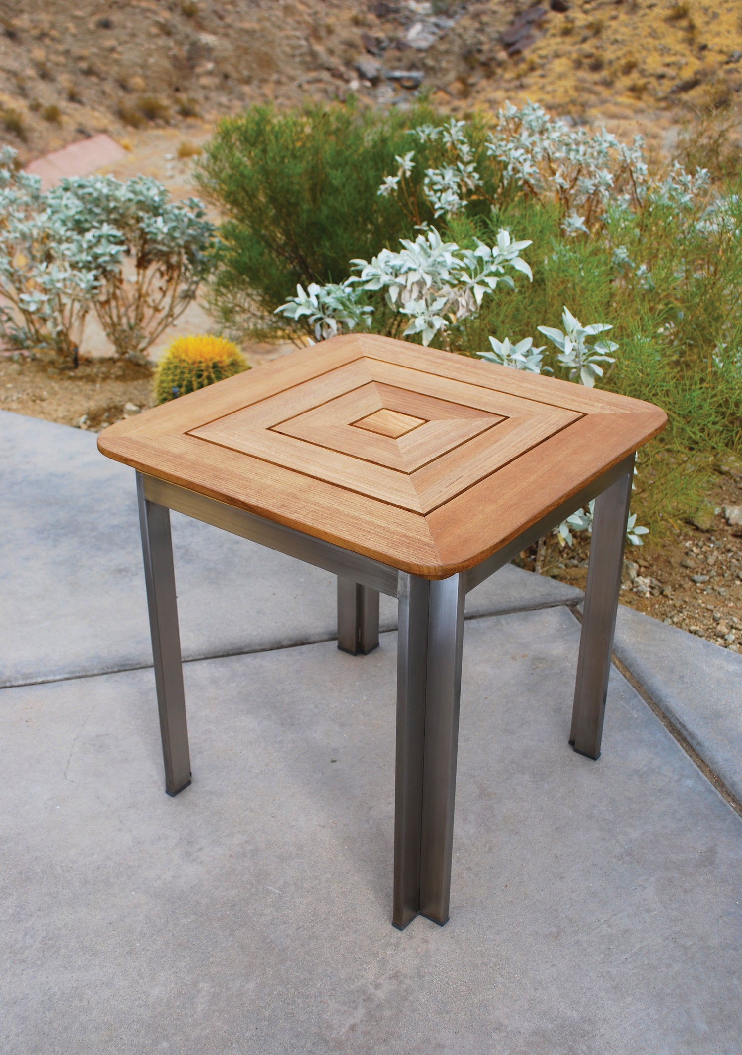 Kingsley Bate Tivoli Stainless Steel and Teak Side Table