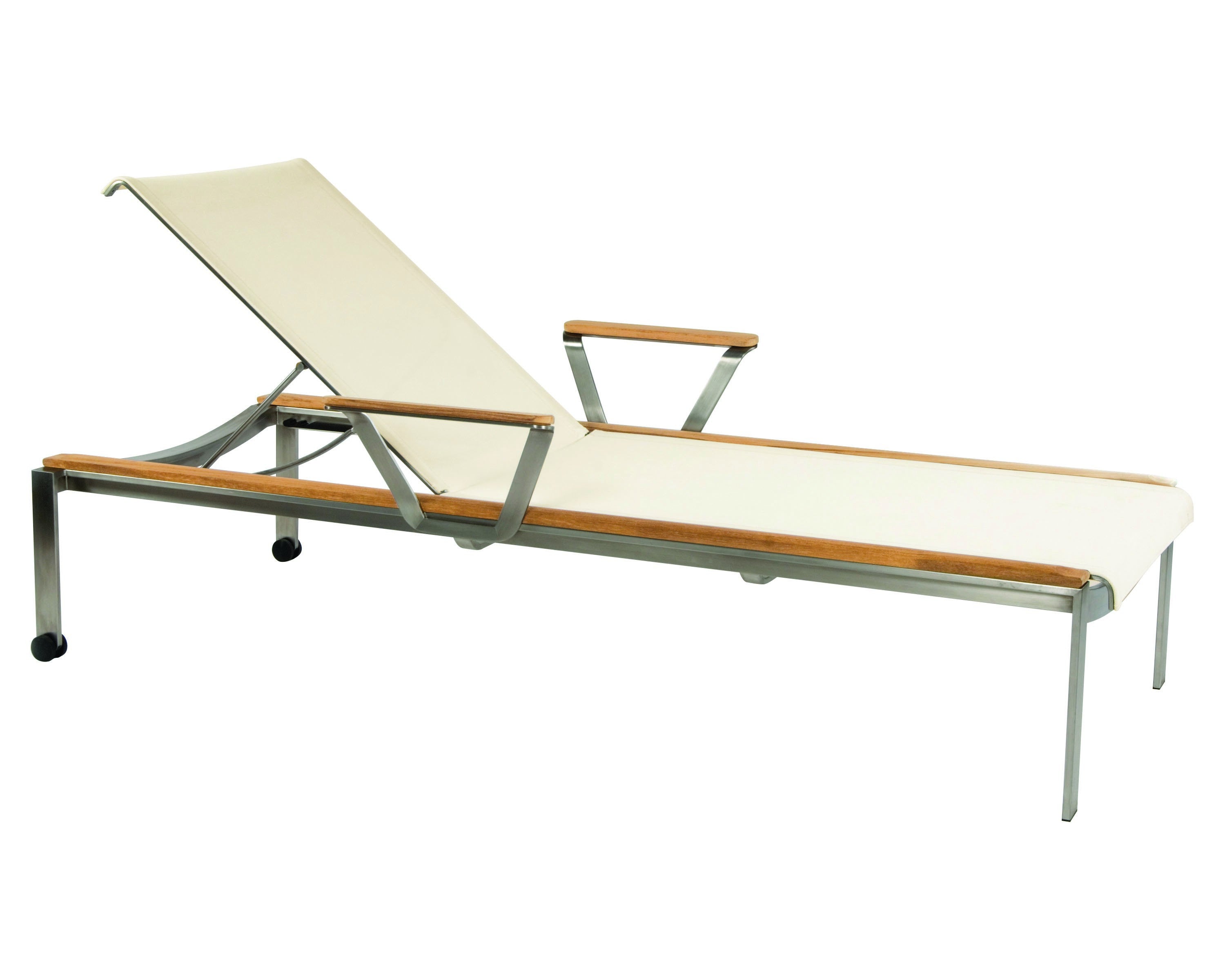 Kingsley Bate Tivoli Stainless Steel and Teak Sling Chaise Lounge