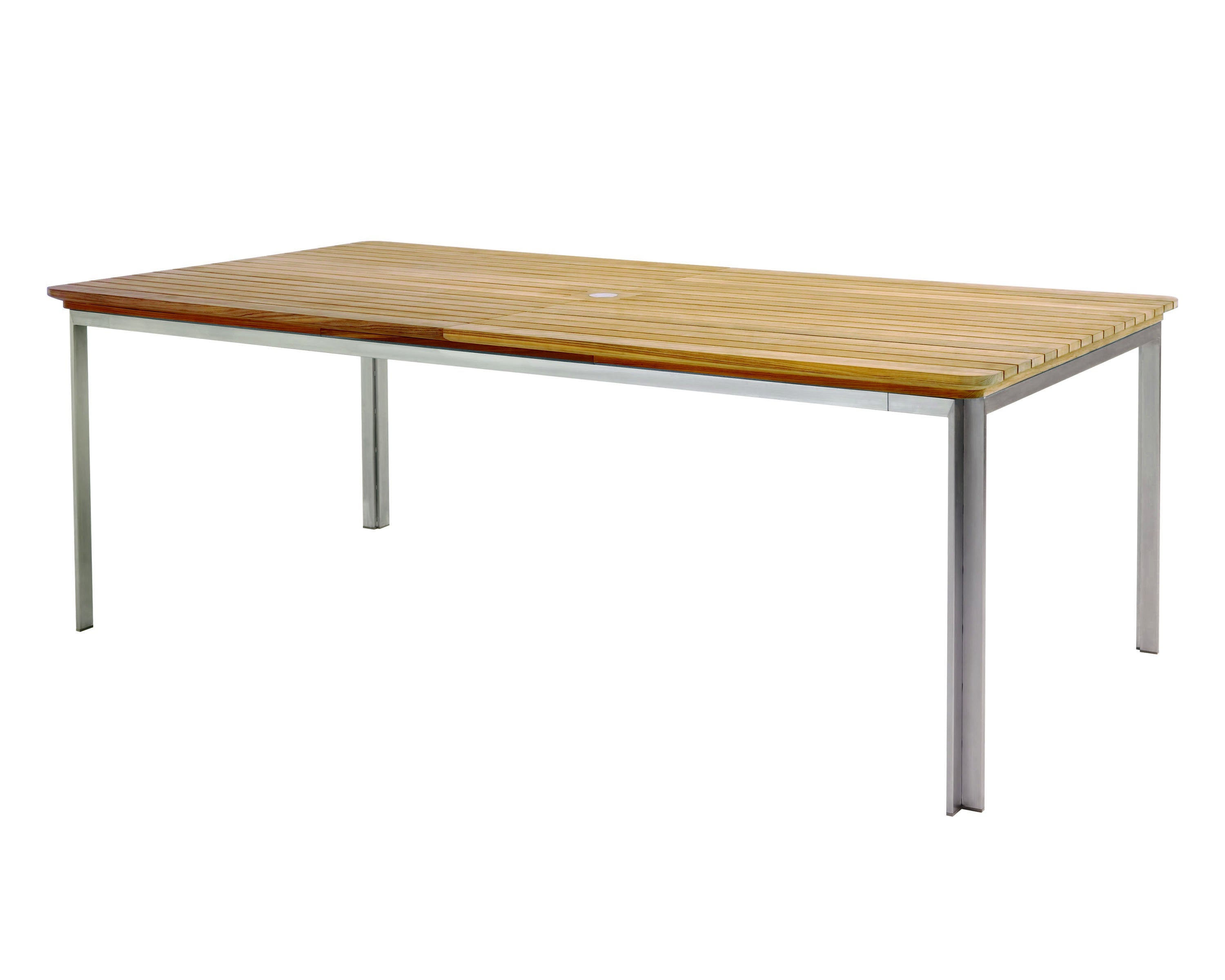 Kingsley Bate Tivoli Stainless Steel and Teak Rectangular Dining Table