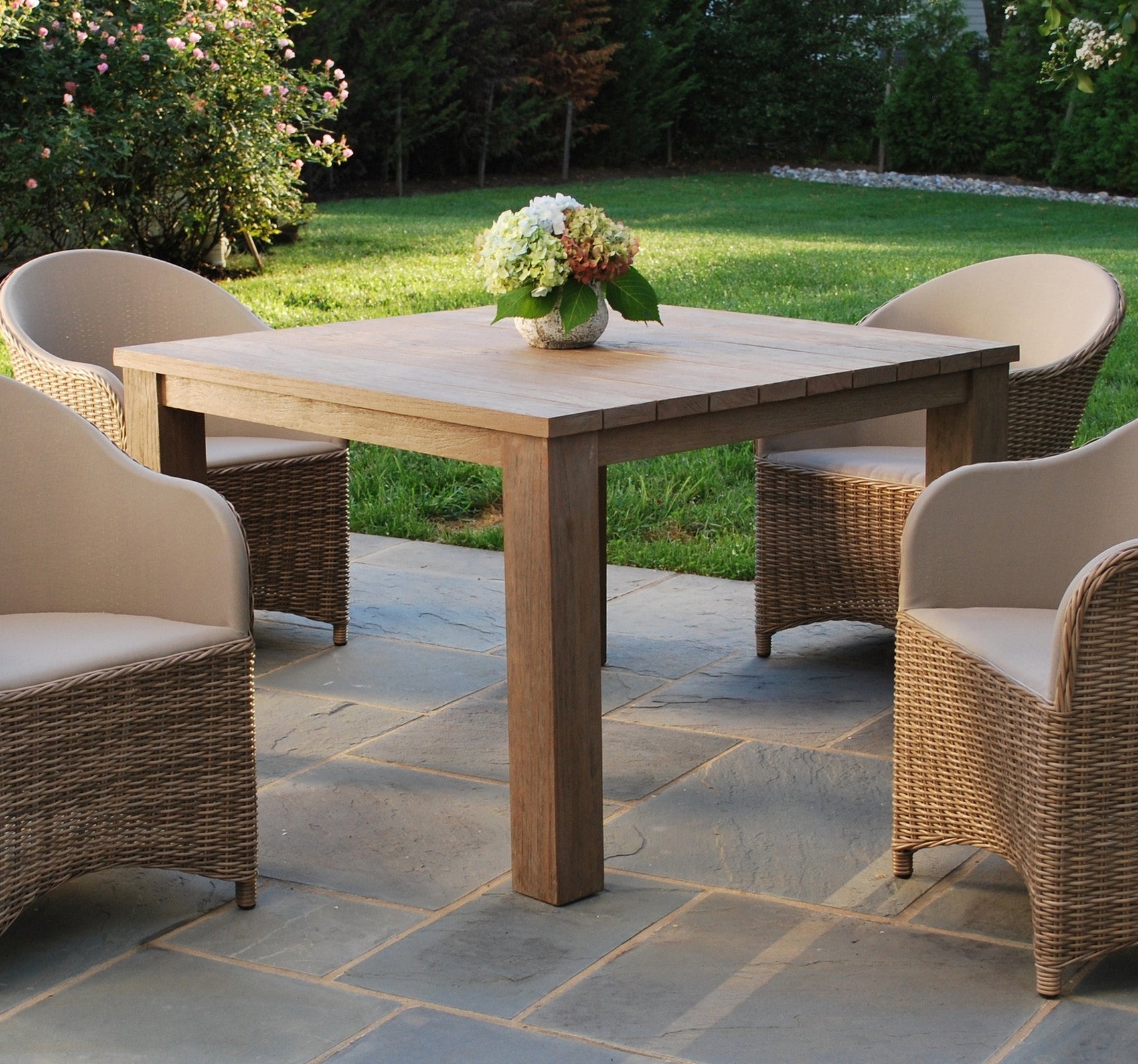 Kingsley Bate Tuscany Teak Square Dining Table Set