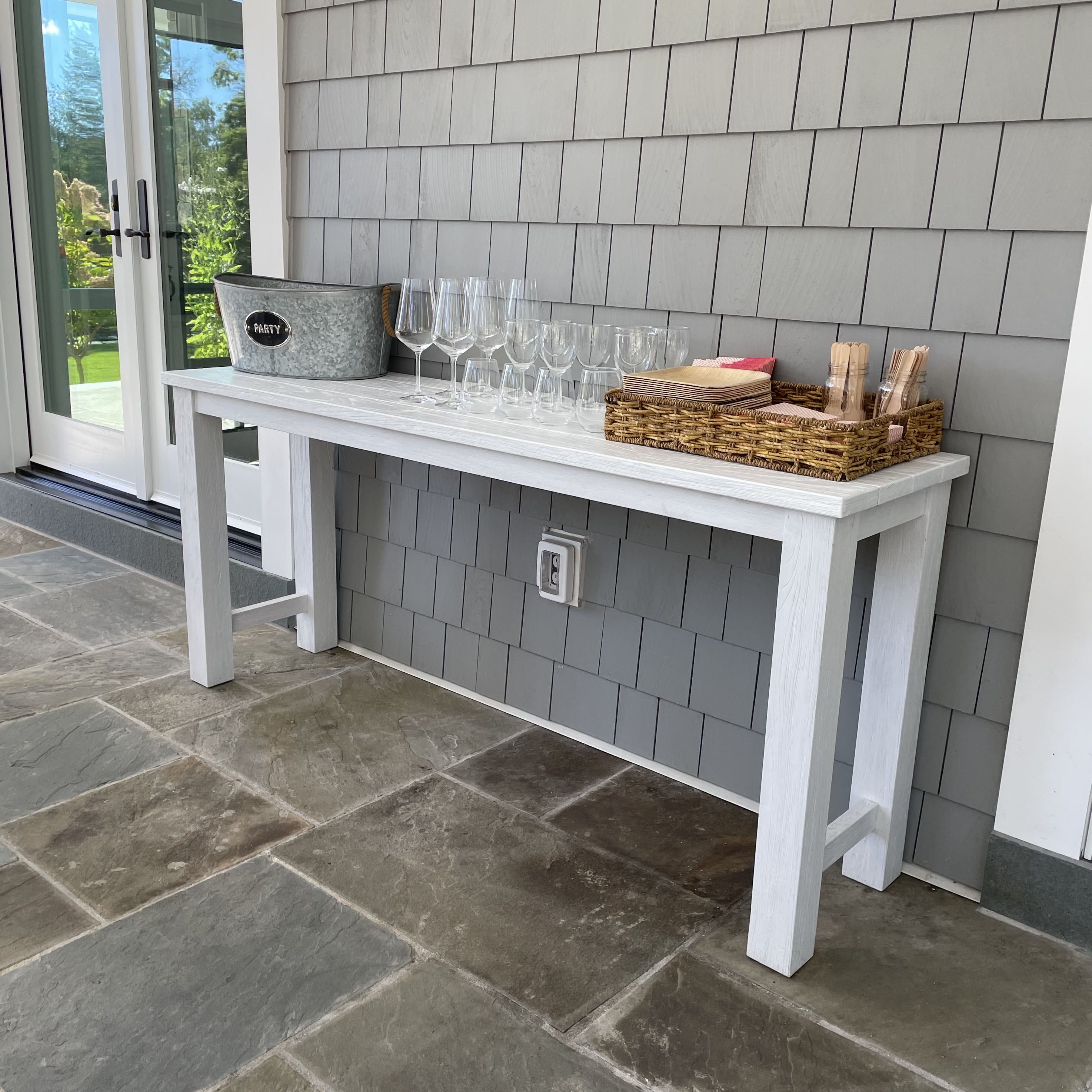 Kingsley Bate Tuscany Teak Console Table in Antique White