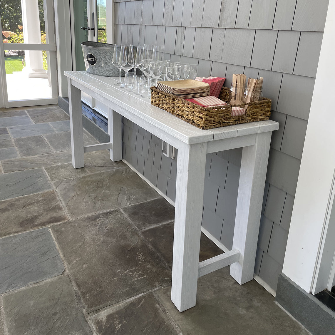 Kingsley Bate Tuscany Teak Console Table in Antique White