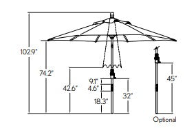 Treasure Garden 9' Collar Tilt Umbrella