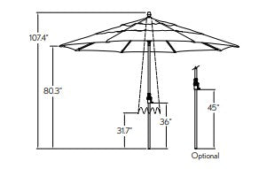 Treasure Garden 11' Collar Tilt Market Umbrella