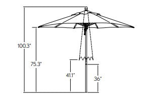 Treasure Garden 9' Quad Pulley Lift Market Umbrella