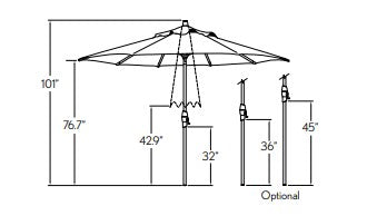 Treasure Garden 9' Auto Tilt Center Post Umbrella